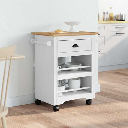Carrello da Cucina BODO Bianco e Marrone 67,5x45x80 cm - homemem39