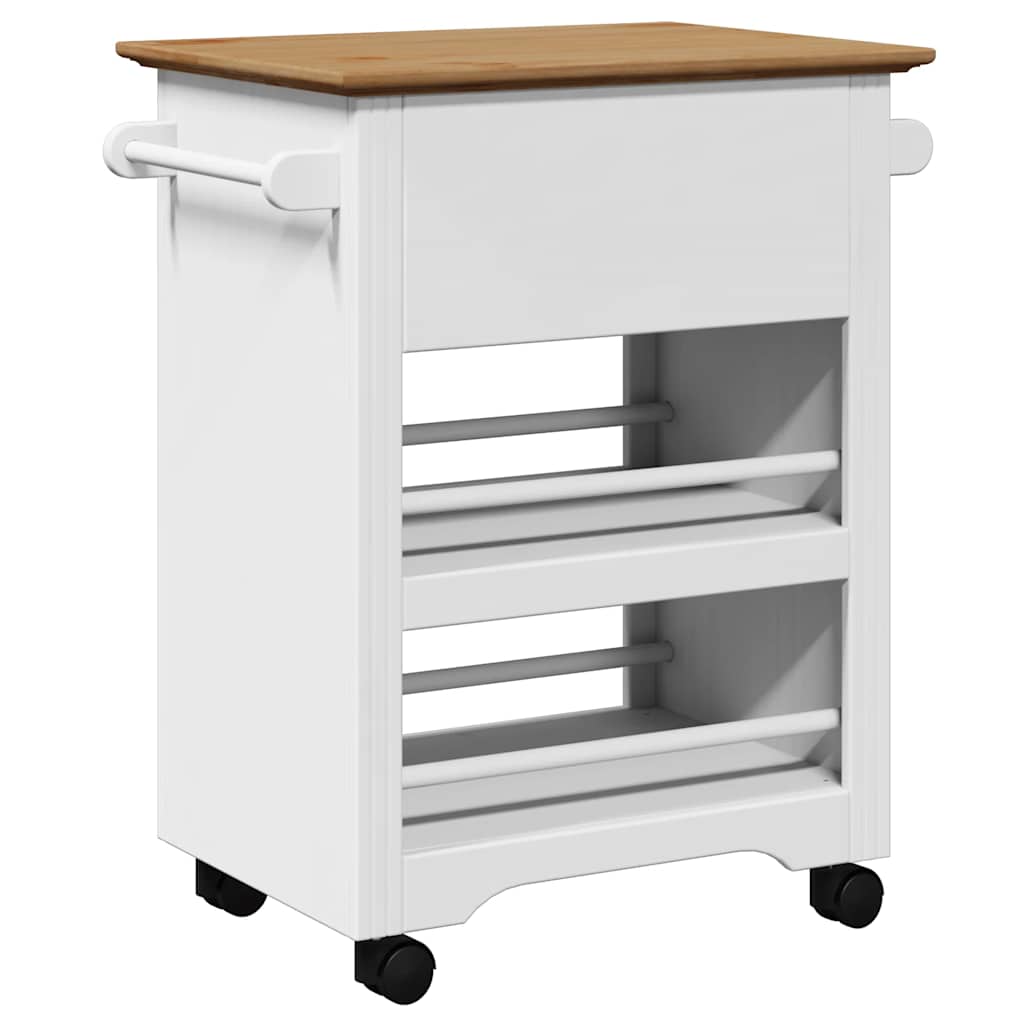 Carrello da Cucina BODO Bianco e Marrone 67,5x45x80 cm - homemem39