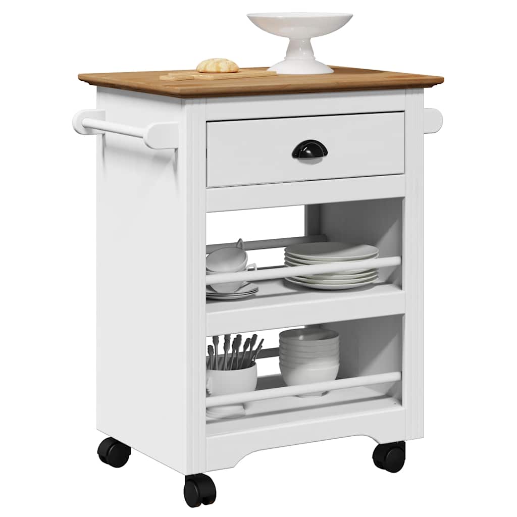 Carrello da Cucina BODO Bianco e Marrone 67,5x45x80 cm - homemem39