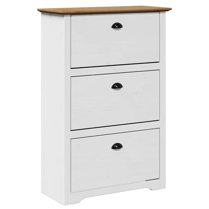 Scarpiera BODO Bianca e Marrone 80x35x118 cm - homemem39