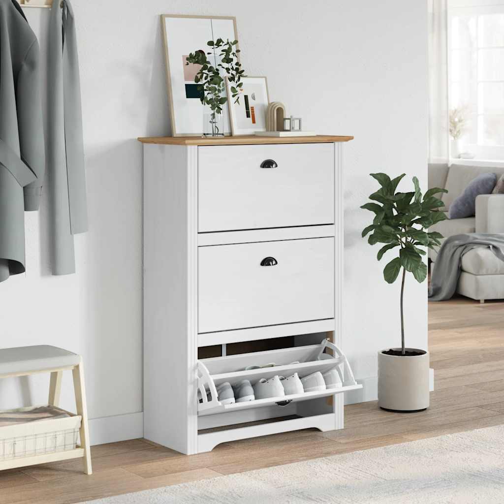 Scarpiera BODO Bianca e Marrone 80x35x118 cm - homemem39