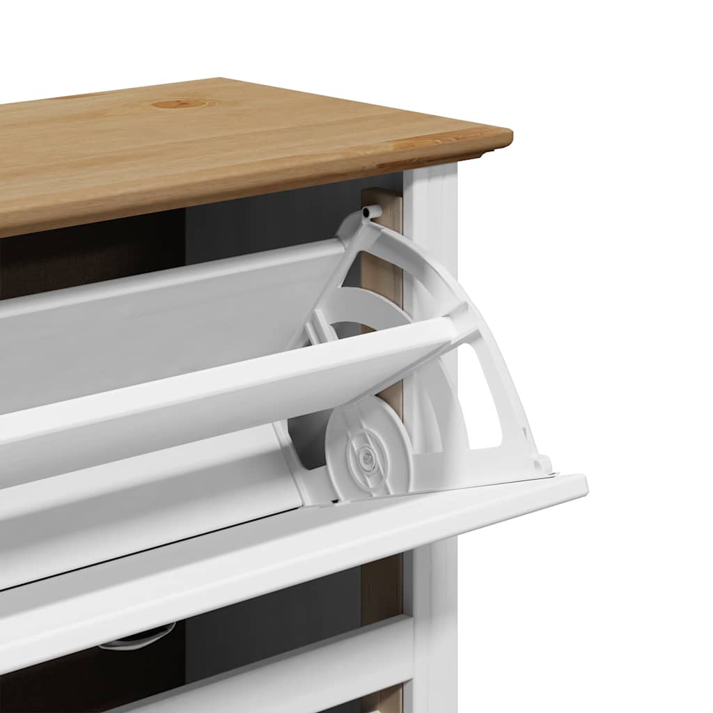 Scarpiera BODO Bianca e Marrone 80x35x118 cm - homemem39