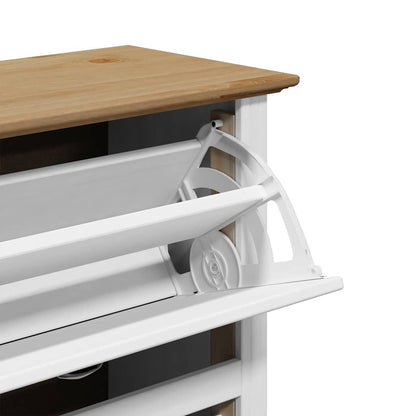 Scarpiera BODO Bianca e Marrone 80x35x118 cm - homemem39