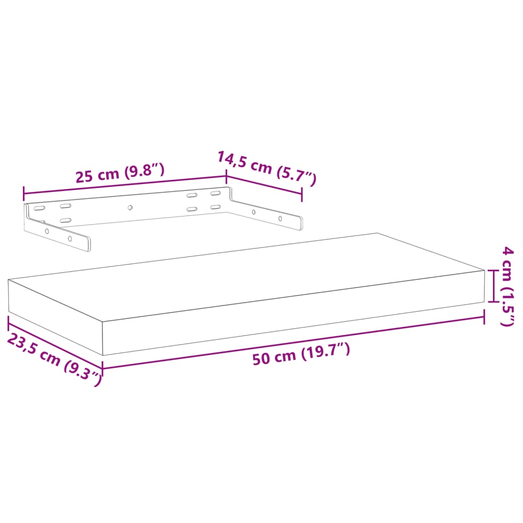 Mensole Pensili 4 pz 50x23,5x4 cm in Truciolato | homemem39