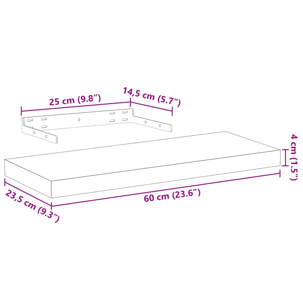 Mensole Pensili 4 pz 60x23,5x4 cm in Truciolato | homemem39