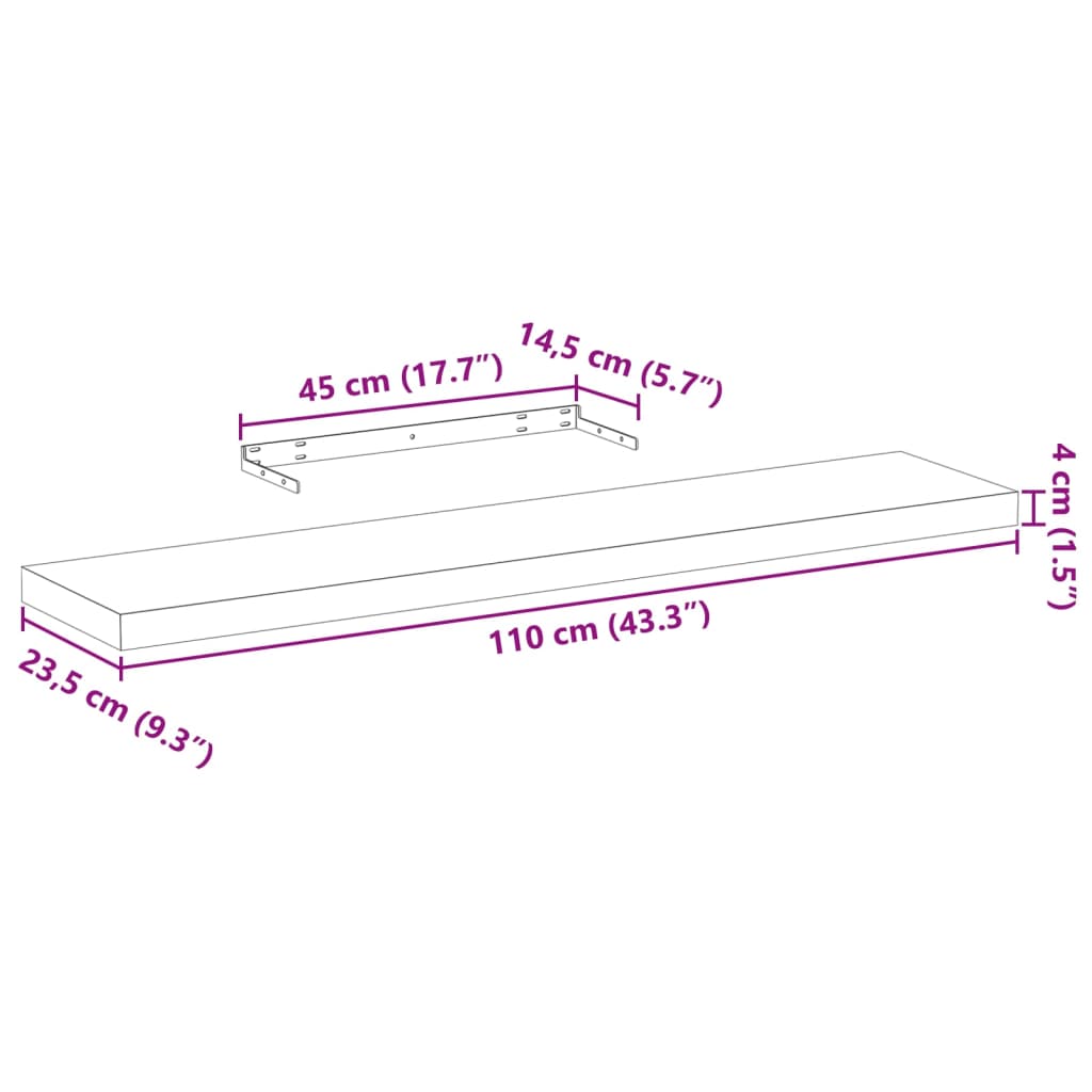 Mensole Pensili 4 pz 110x23,5x4 cm in Truciolato | homemem39