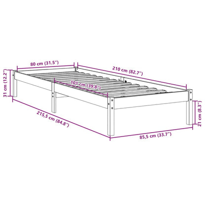 Letto Extra Lungo senza Materasso 180x200 cm in Legno di Pino | homemem39