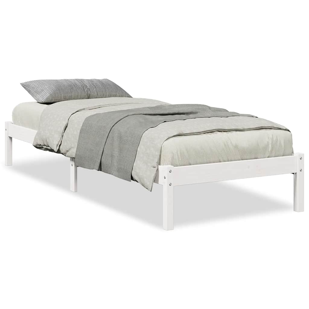 Letto Extra Lungo senza Materasso Bianco 100x210 cm in Pino | homemem39