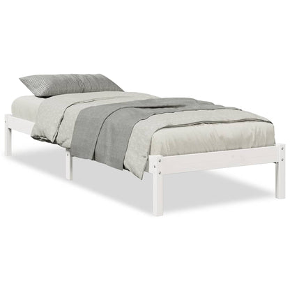 Letto Extra Lungo senza Materasso Bianco 100x210 cm in Pino - homemem39