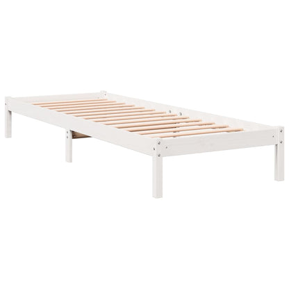 Letto Extra Lungo senza Materasso Bianco 100x210 cm in Pino - homemem39