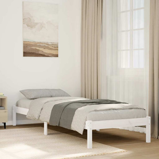 Letto Extra Lungo senza Materasso Bianco 100x210 cm in Pino | homemem39