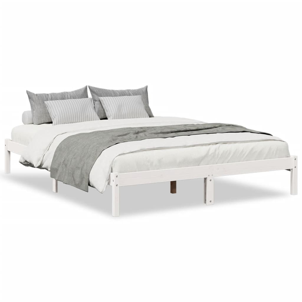 Letto Extra Lungo senza Materasso Bianco 180x200 cm in Pino - homemem39