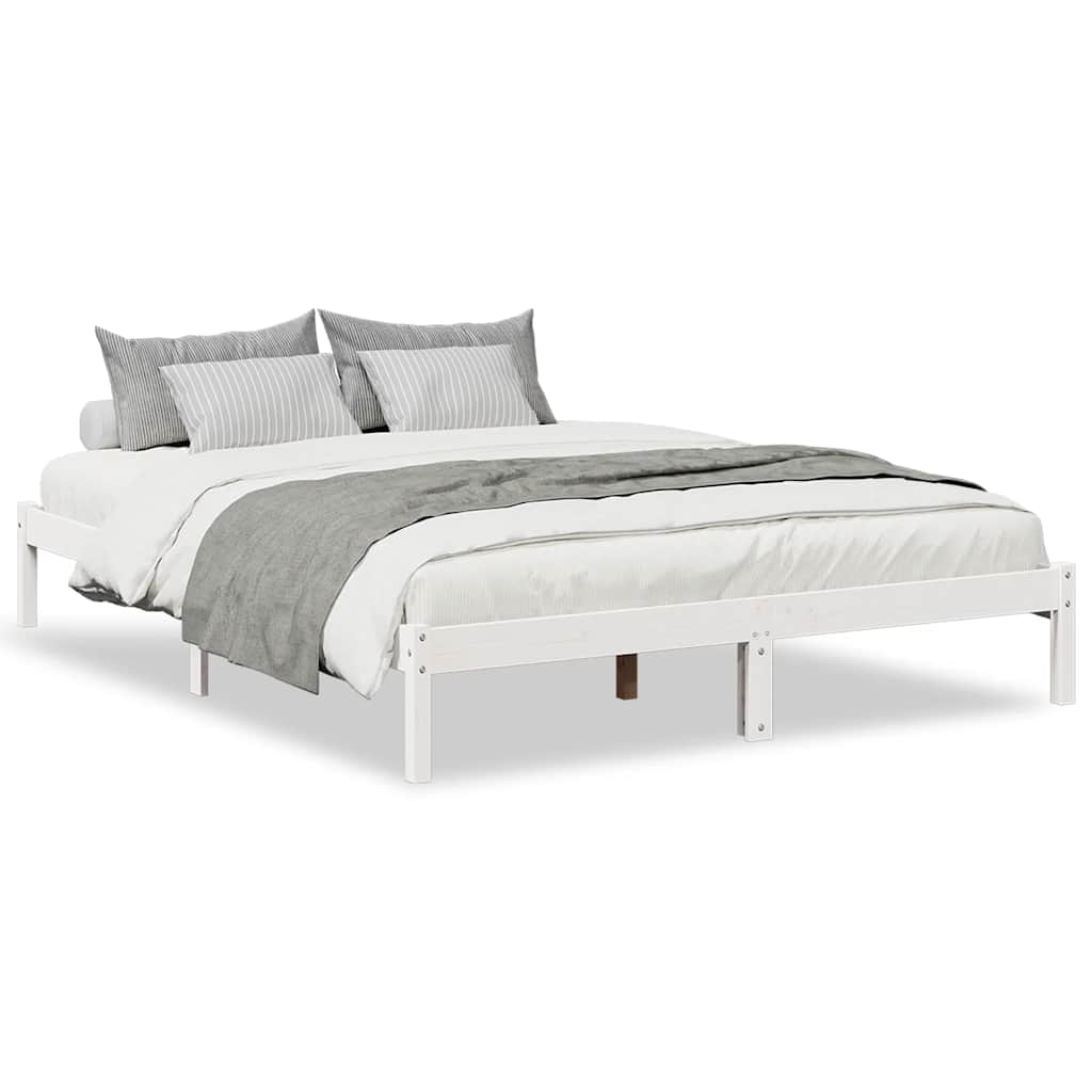 Letto Extra Lungo senza Materasso Bianco 140x210 cm in Pino