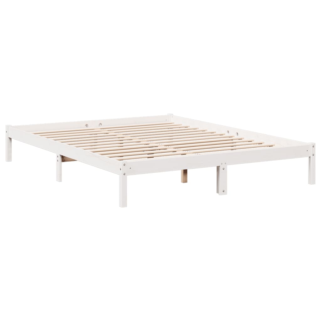 Letto Extra Lungo senza Materasso Bianco 180x200 cm in Pino - homemem39