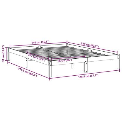 Letto Extra Lungo senza Materasso Bianco 180x200 cm in Pino | homemem39