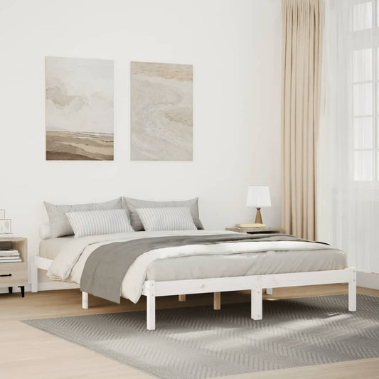 Letto Extra Lungo senza Materasso Bianco 180x200 cm in Pino - homemem39