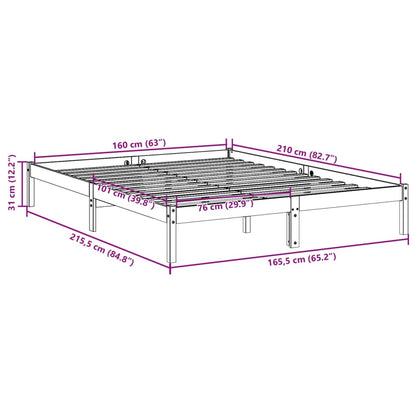 Letto Extra Lungo senza Materasso 160x210 cm in Legno di Pino | homemem39