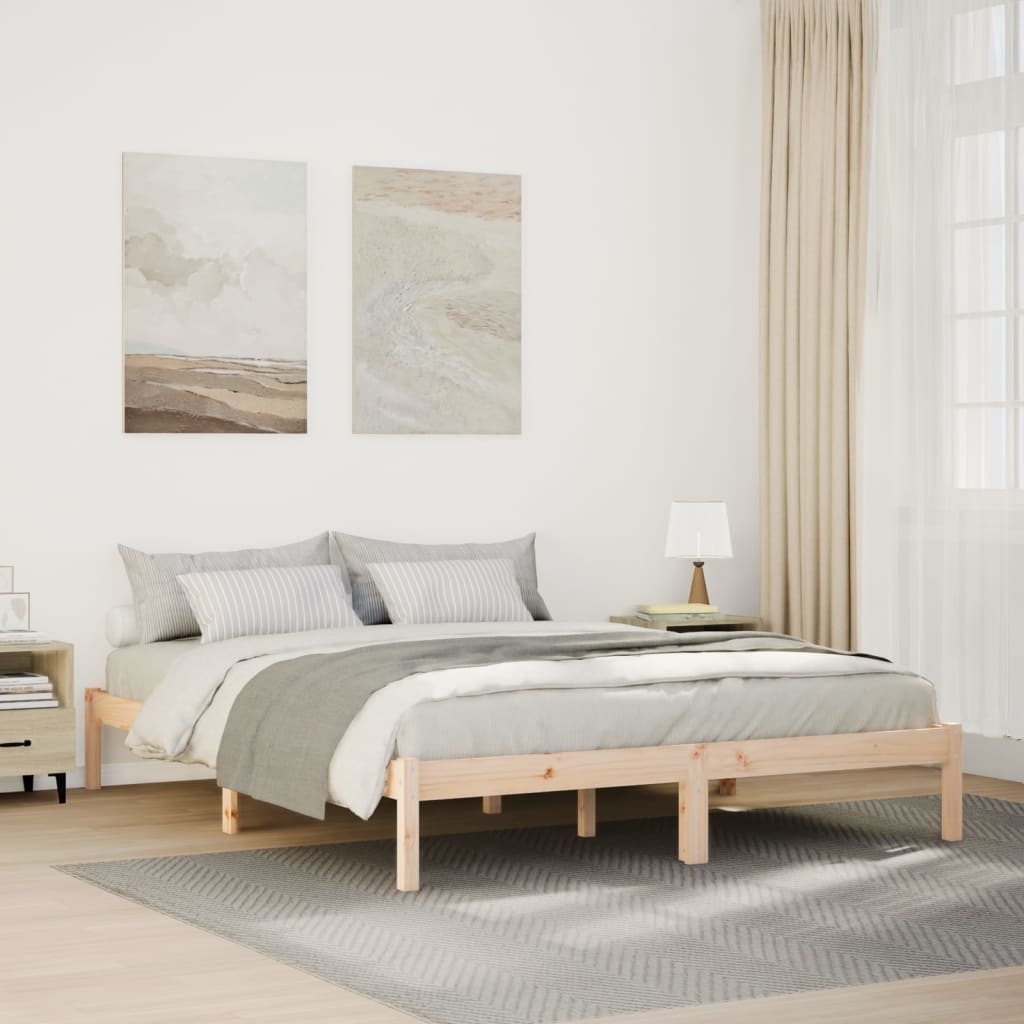 Letto Extra Lungo senza Materasso 160x210 cm in Legno di Pino - homemem39