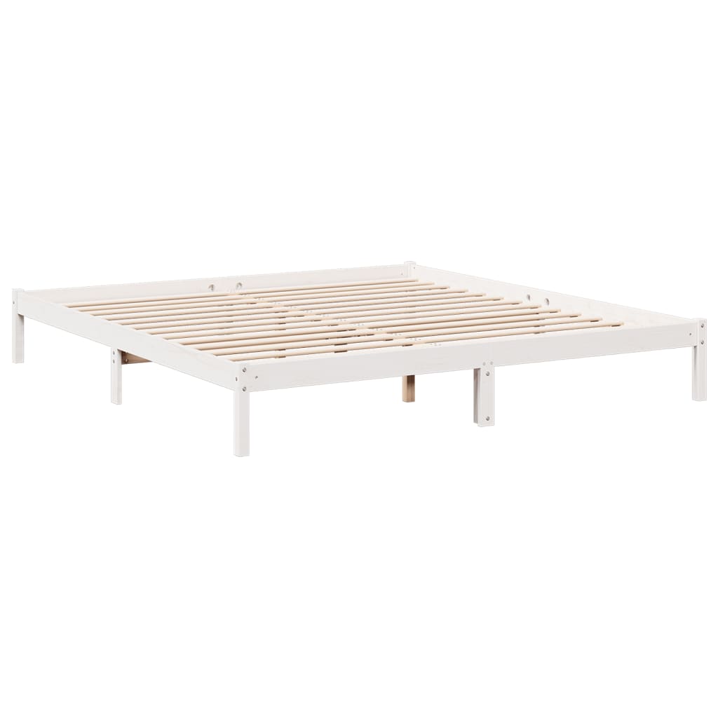 Letto Extra Lungo senza Materasso Bianco 180x210 cm in Pino - homemem39