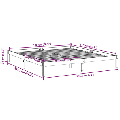 Letto Extra Lungo senza Materasso Bianco 180x210 cm in Pino | homemem39