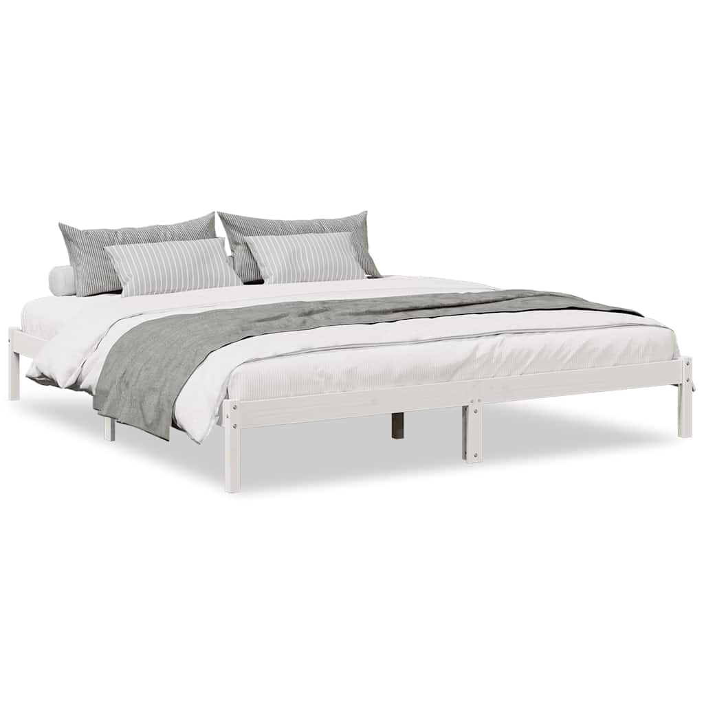 Letto Extra Lungo senza Materasso Bianco 200x210 cm in Pino