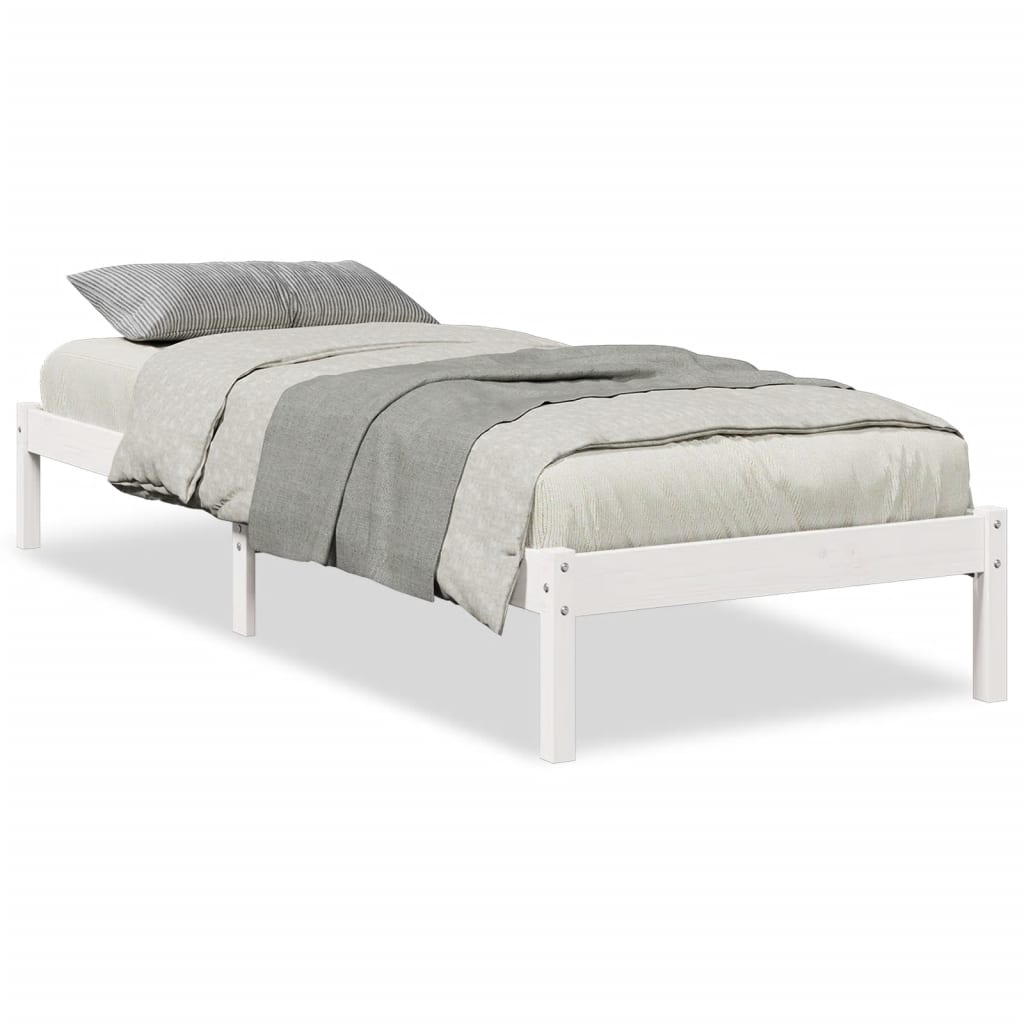 Letto Extra Lungo senza Materasso Bianco 80x220 cm in Pino | homemem39