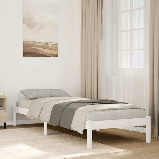 Letto Extra Lungo senza Materasso Bianco 80x220 cm in Pino