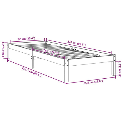 Letto Extra Lungo senza Materasso 90x220 cm in Legno di Pino | homemem39