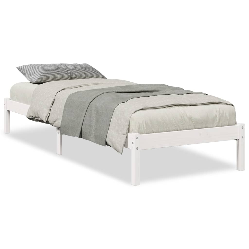 Letto Extra Lungo senza Materasso Bianco 90x220 cm in Pino - homemem39