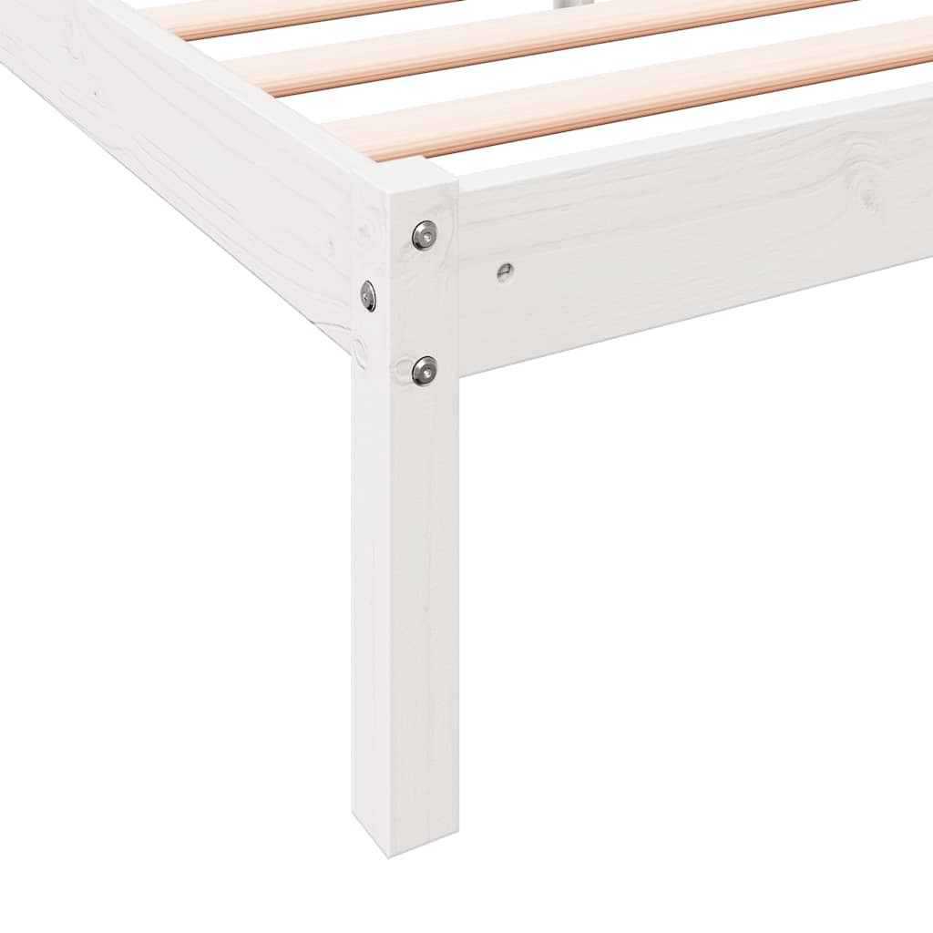 Letto Extra Lungo senza Materasso Bianco 90x220 cm in Pino