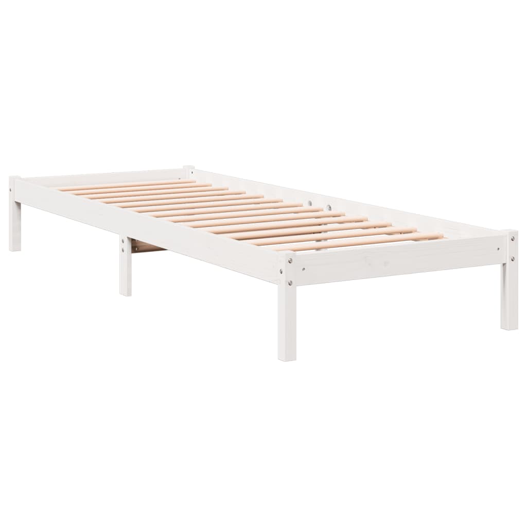 Letto Extra Lungo senza Materasso Bianco 100x220 cm in Pino - homemem39