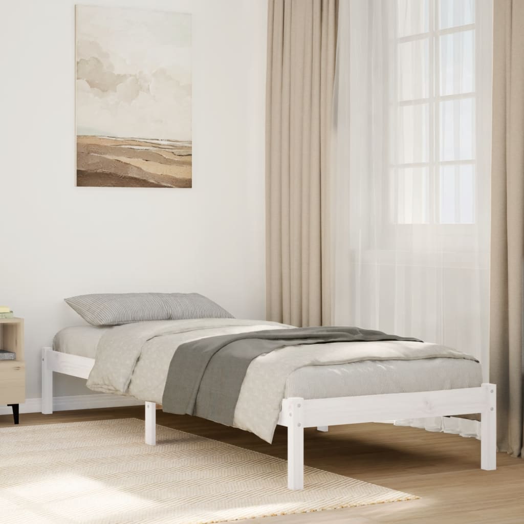 Letto Extra Lungo senza Materasso Bianco 100x220 cm in Pino - homemem39