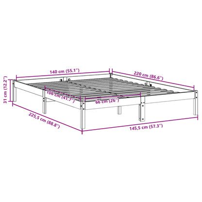 Letto Extra Lungo senza Materasso 140x220 cm in Legno di Pino | homemem39