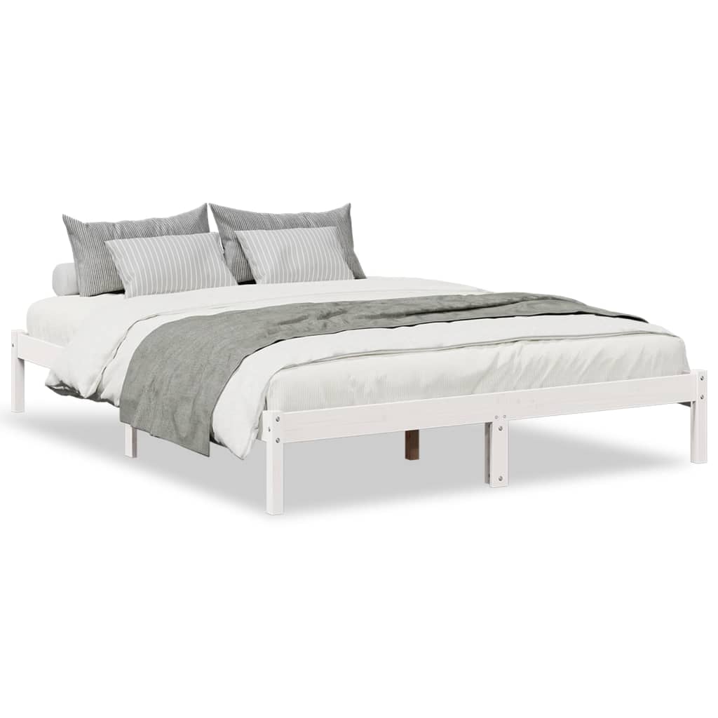 Letto Extra Lungo senza Materasso Bianco 140x220 cm in Pino - homemem39