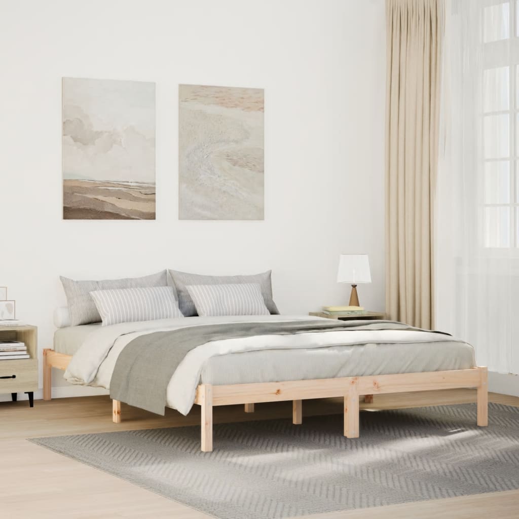 Letto Extra Lungo senza Materasso 160x220 cm in Legno di Pino - homemem39