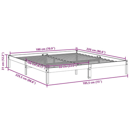 Letto Extra Lungo senza Materasso 180x220 cm in Legno di Pino | homemem39
