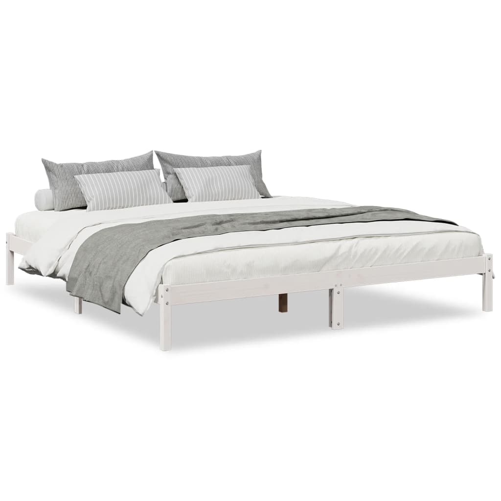 Letto Extra Lungo senza Materasso Bianco 180x220 cm in Pino - homemem39