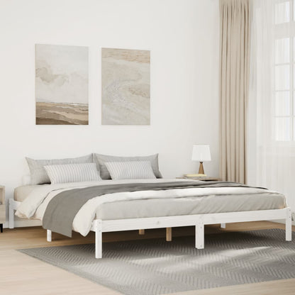 Letto Extra Lungo senza Materasso Bianco 180x220 cm in Pino | homemem39