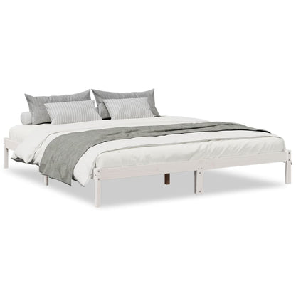 Letto Extra Lungo senza Materasso Bianco 200x220 cm in Pino - homemem39