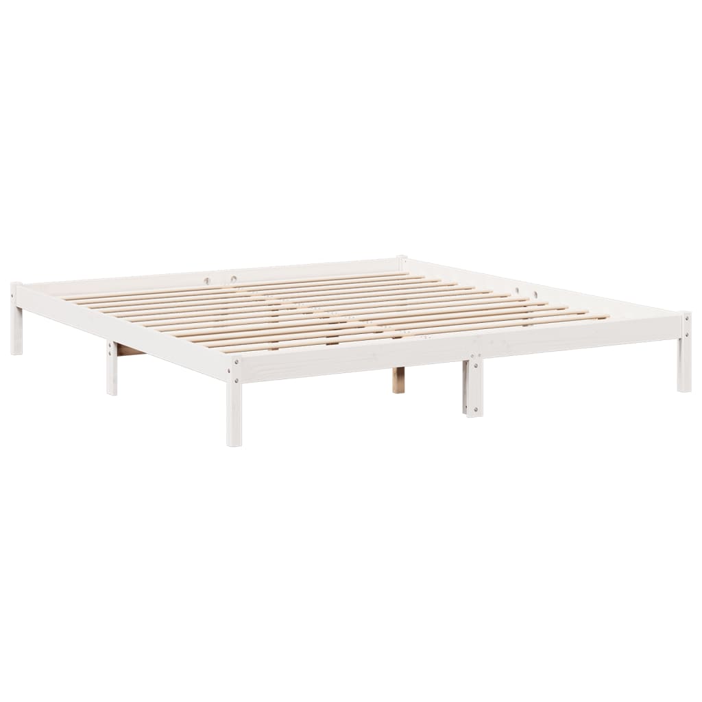 Letto Extra Lungo senza Materasso Bianco 200x220 cm in Pino - homemem39