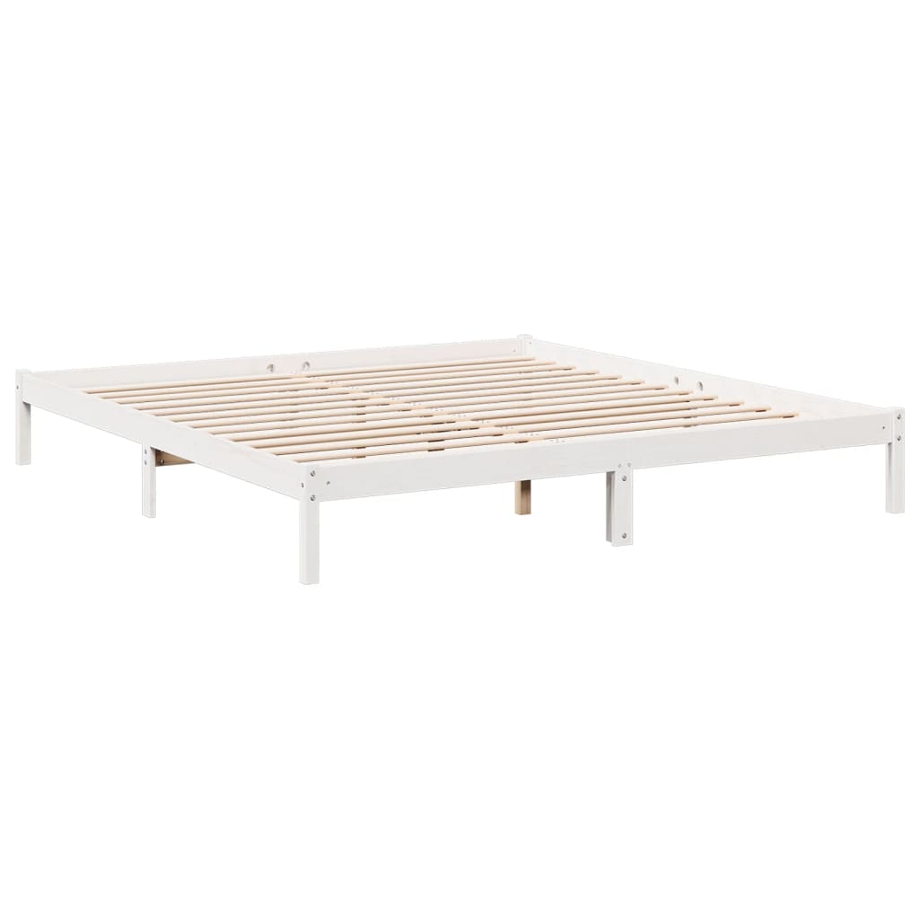 Letto Extra Lungo senza Materasso Bianco 200x220 cm in Pino | homemem39