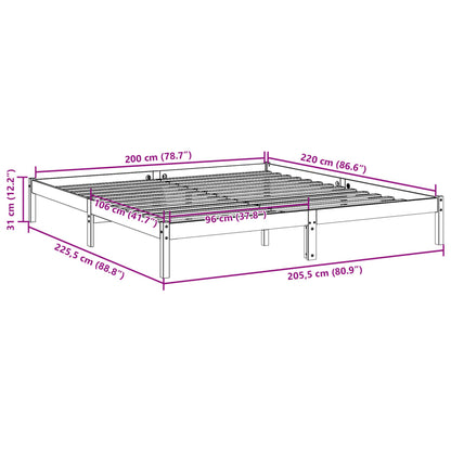 Letto Extra Lungo senza Materasso Bianco 200x220 cm in Pino | homemem39