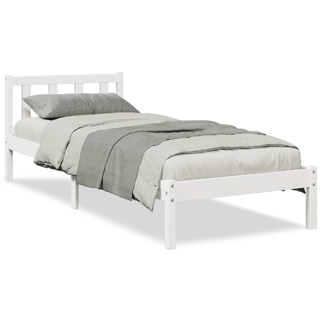 Letto Extra Lungo senza Materasso Bianco 90x210 cm in Pino | homemem39