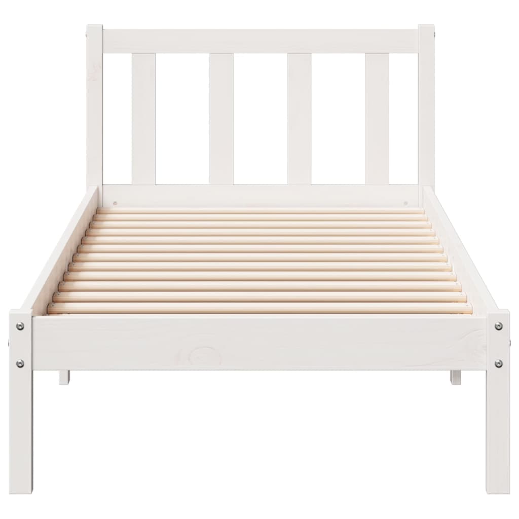 Letto Extra Lungo senza Materasso Bianco 90x210 cm in Pino | homemem39