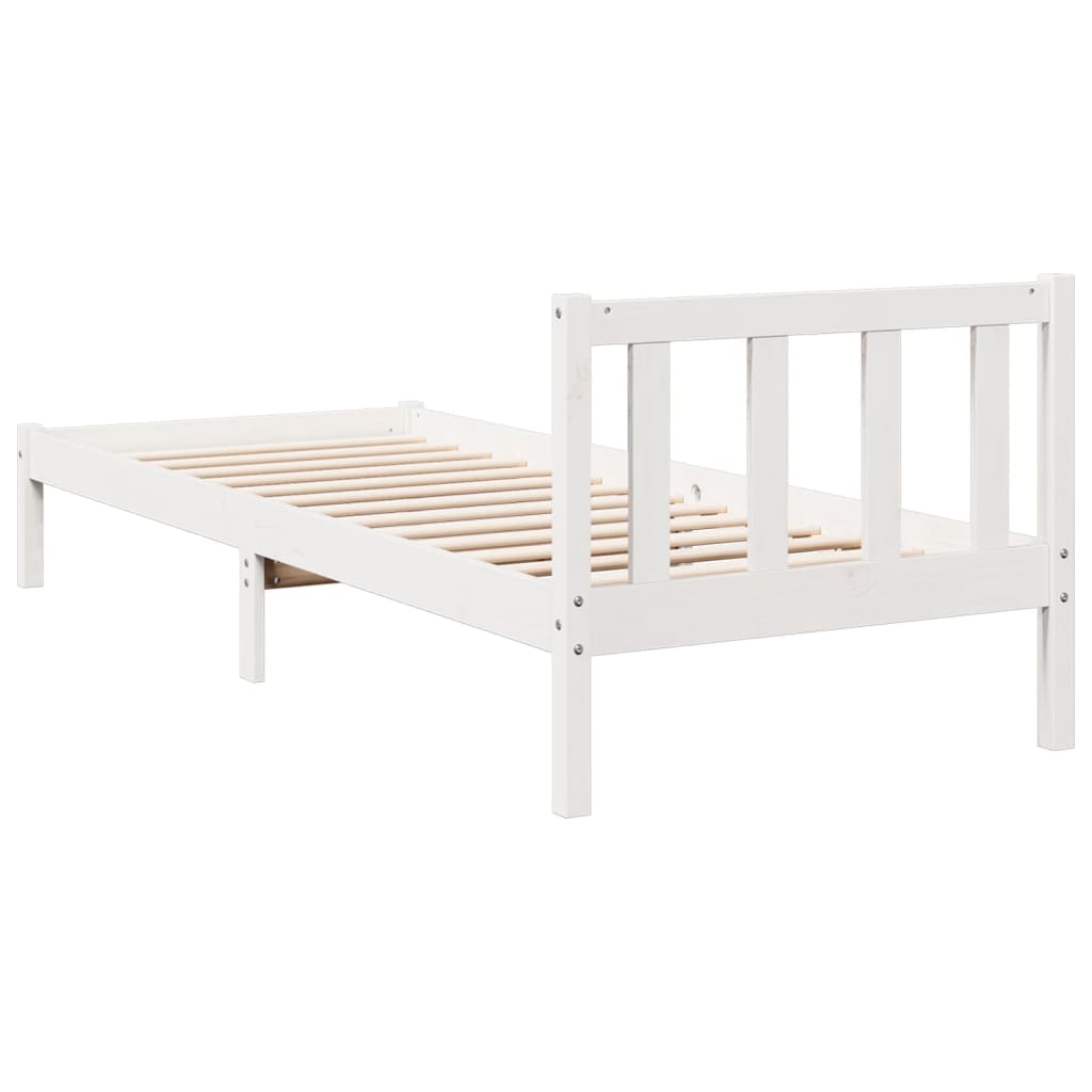 Letto Extra Lungo senza Materasso Bianco 90x210 cm in Pino - homemem39