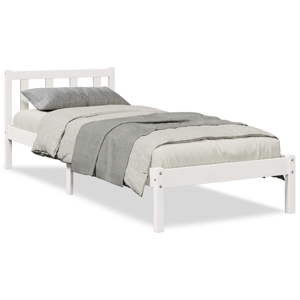 Letto Extra Lungo senza Materasso Bianco 100x210 cm in Pino - homemem39