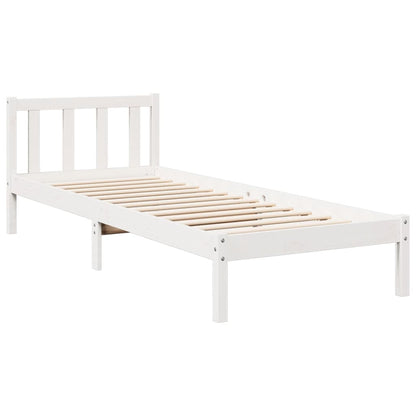 Letto Extra Lungo senza Materasso Bianco 100x210 cm in Pino - homemem39