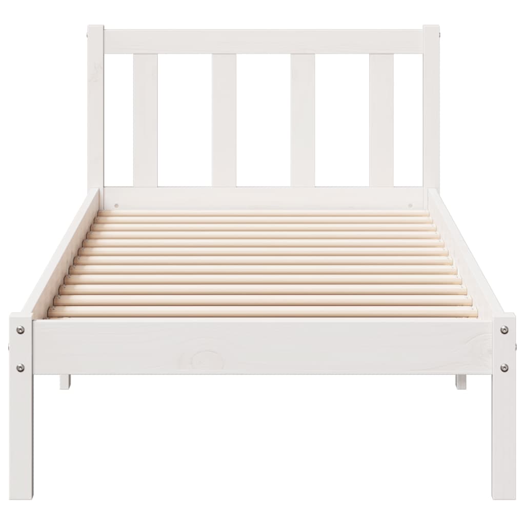 Letto Extra Lungo senza Materasso Bianco 100x210 cm in Pino | homemem39