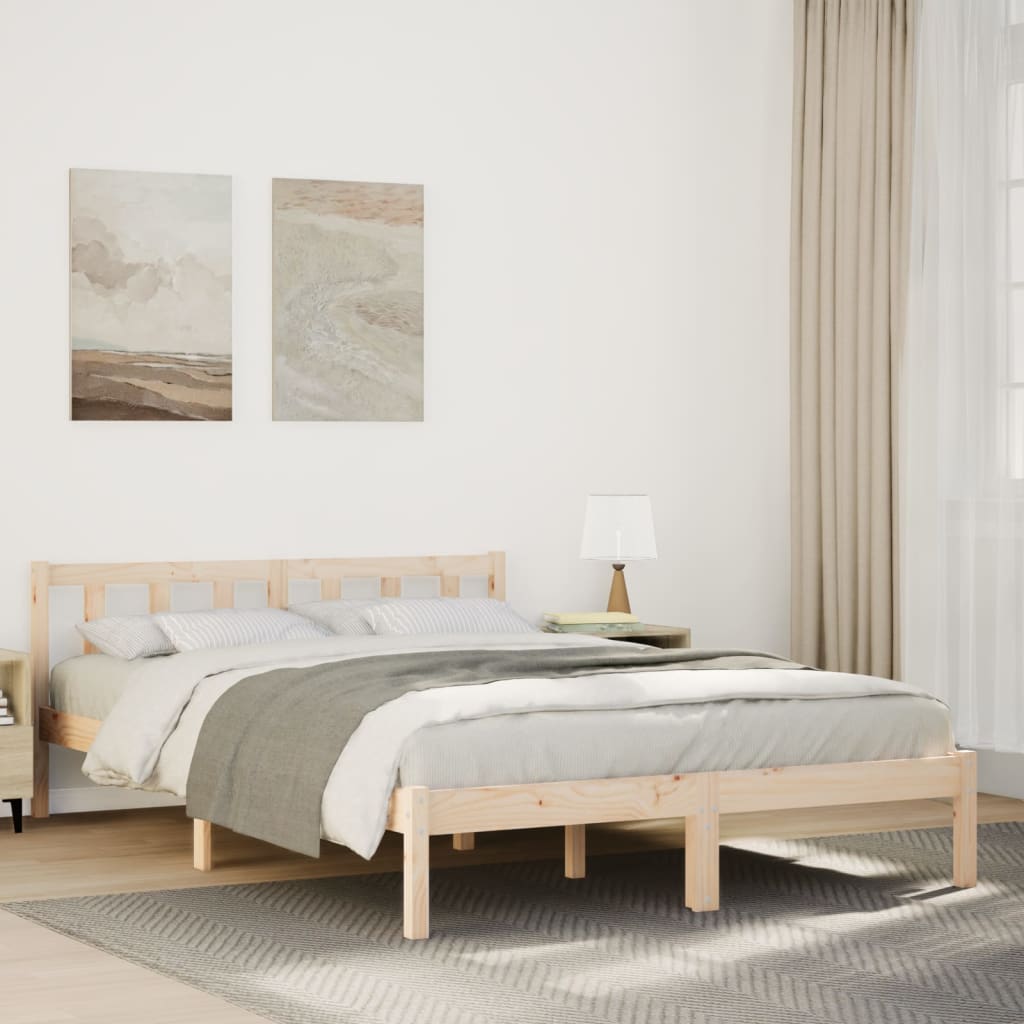 Letto Extra Lungo senza Materasso 140x210 cm in Legno di Pino - homemem39