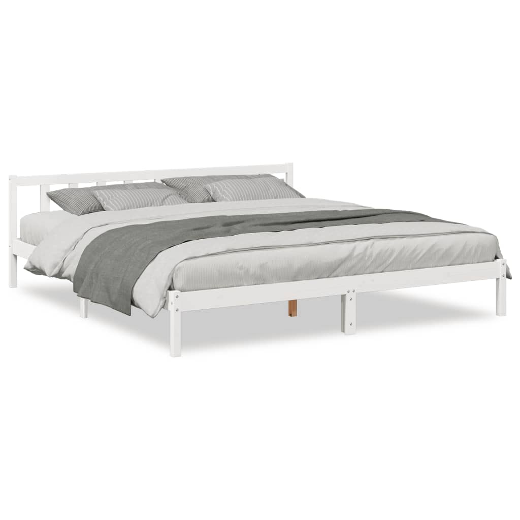 Letto Extra Lungo senza Materasso Bianco 180x210 cm in Pino | homemem39